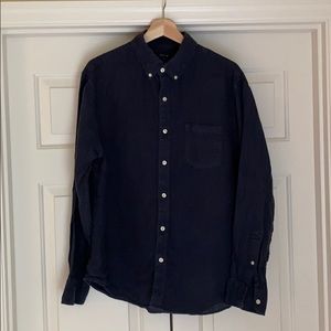 J Crew Dark Navy Linen Buttondown